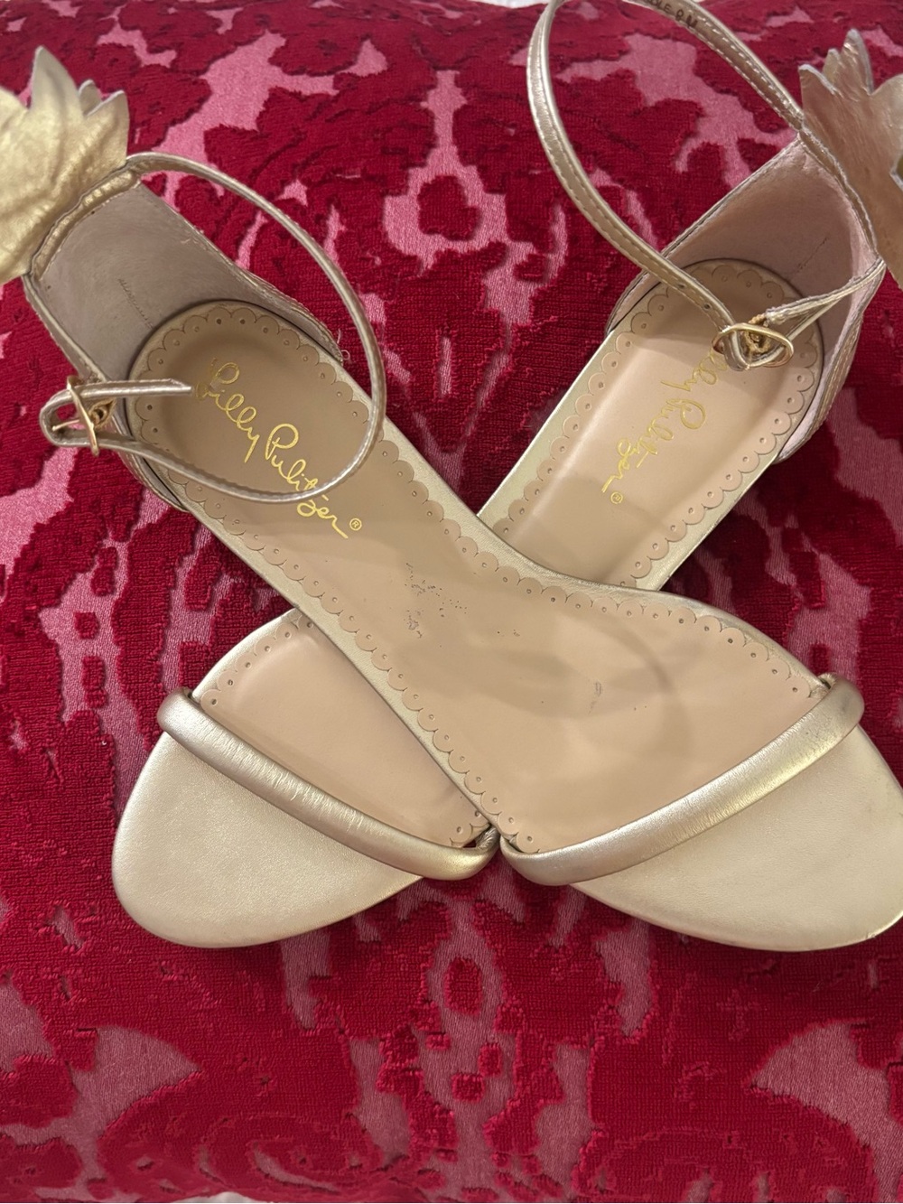 Lilly Pulitzer Metallic Gold Ankle-Strap Sandals